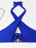 2026 Halter Bikini Solid Metal Link Swimsuit Women Hollow Out Swimwear Female Bathers Bathing Swimming Swim Suit Beachwear