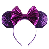 Disney Mickey Mouse Ears Leopard Print Headbands for Girls Baby Women Sequins 5"Bows Hair Accessories Adults Hairbands Kids Gift