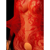Hot Sexy Lingerie Erotic Crotchless Women Mesh Hollow Bodystockings Full Sleeve Leopard  Sling Hanging Neck Underwear Body Suits