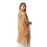 4 Colors Shawl Solid Swimsuit Bikini Cover Up Women Hollow Fringed Cardigan Bright Silk Cape Bathing Suit Cover Ups for Swimwear