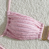 2026 Wrinkled U Ring Bandeau Bikini Women Swimwear Female Swimsuit Two-pieces Bikini Set Bather Pool Bathing Suit Swim Beachwear