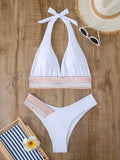 Halter Bikini 2025 Solid Bandage Swimsuit Women Padded High Cut Swimwear Female Bathers Bathing Swimming Swim Suit Beachwear