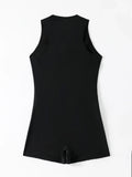 VigoJany 2026 Solid Sleeveless Plus Size Swimwear Women Zipper Push Up Large One Piece Swimsuit Summer Beach Chubby Bathing Suit