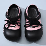 2026 New DIY Lace-up Fashion Clogs For Women Platform Slippers Thick Sole Summer Shoes Female Street Sandals Home Beach Slides