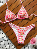 2026 Triangle Halter String Bikini Printed Swimwear Female Sexy Swimsuit Women Bathers Bathing Swimming Swim Suit Beachwear