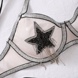 Sexy mesh see-through shapewear sexy split underwear set