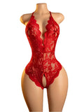 Transparent Sexy Crotchless Bra Set Lingerie Women Lace Hollow Bra Costumes Deep V Open Bra Underwea Erotic Backlesshot Bodysuit