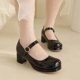 Plus Size 30-48 Mary Jane Shoes Women Sweet Lolita Round Toe Adjustable Buckle Strap Platform Thick Sole 5cm Block Heel Shoes