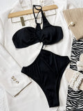 2026 Sexy Black One Piece Swimsuit Swimwear Women Hollow Single Shoulder High Waist Bathing Suit Beachwear Maillot De Bain Femme