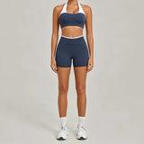 Women's Seamless Yoga Sets Sports Gym Fitness High-Waist Hip Lifting Shorts Suits Training Running Workout Beautiful Back Sets