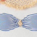 Bikini Fashion Sexy Slim Fit Two-piece Set with Personalized Stripe Beautiful Split Swimsuit for Women Bikini Strapless Swimwear