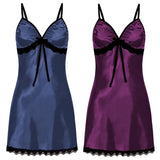 Lace Silk Satin Nightdress Women Sleepwear Lingerie Sleeveless Straps Mini Dress with Panties Nighties Nightgown