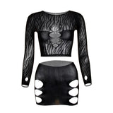 Long Sleeve See Through Tassel Beach Dress Women Sexy hollow Out Fishnet Fringe Cover Up Bodycon Rave Festival Outfit Set