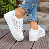 Fashion Women Shoes 2026 Fashion Summer Casual White Shoes Cutouts Lace Hollow Breathable Platform Flat Shoes Woman Sneakers