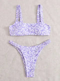 Sexy Micro Bikini Women Orange Leopard Print Push Up Padded Thong Swimsuit Female Cut Out Bathing Suit Swimwear Biquini