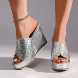 Women's Gold Wedges Sandals Summer 2026 Fashion Peep Toe Thick Platform Sandles Women Plus Size 42 Chunky Heels Slippers Woman