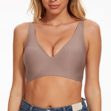 Pink Leopard Deep V Jelly Bras Wireless Comfortable Bra Supportive No Underwire Bras Tshirt Push Up Bralette Plunge Seamless Bra
