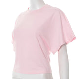 Fashion Casual Solid Gray Cropped T-shirt 2026 Woman Clothes O-neck Corset Tops Streetwear Girls Summer Autumn Short Tee Shirts