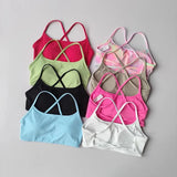 Women's Sexy Cross Backless Yoga Sports Bra Quick Drying Skin Friendly Nude Fitness Bra for Active Wear