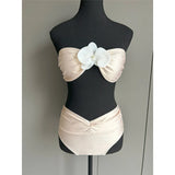 3D Flower Bandeau Female Swimsuit High Waist Bikini Women Swimwear Two-pieces Bikini set Padded Bather Bathing Suit Swim K7050