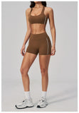 Quick Drying Shaved Tight Yoga Suit for Women Color Contrast Slim Sports Bra High Waist Shorts Running Fitness Suits Tracksuit