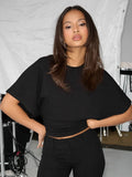 Fashion Casual Solid Gray Cropped T-shirt 2026 Woman Clothes O-neck Corset Tops Streetwear Girls Summer Autumn Short Tee Shirts