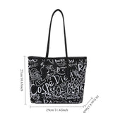 Large Capacity Printed Tote Bag, Fashion and Versatile Casual Single Shoulder Handbag with Pendant, College Style Women's Bags