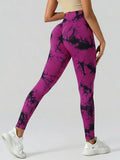 Boho Tie Dye High Waist Knit Elastic Fitness Yoga Tights Butt Lifting Workout Pants for Women