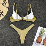 Sexy Silver Glitter Bikini 2026 Swimwear Women Push Up Cut Out Underwire Thong Swimsuit Summer Brazilian Bathing Suit Biquini