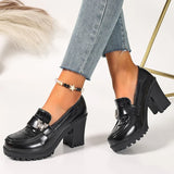 Crystal Butterfly High Heels Loafers Women Plus Size 42 Slip On Platform Pumps Woman Fashion Chunky Heel Pu Leather Shoes Ladies