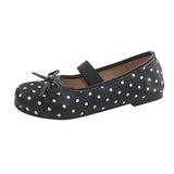 Polka Dot Women Ballet Flats Comfortable Round Toe Elastic Band Shoes Street Style Soft Sole Ladies Eelgant Wedding Dress Shoes