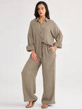 2026 Spring and Summer Casual Suit New Fashion Suit Loose Casual Top Wide Leg Pants Two-piece Set for Women