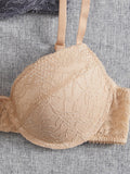 2PCS Floral Lace Push Up Bras for Women Underwire Support Lingerie Underwear Comfort Thin Adjustable Strap Daily Lace Bra Set