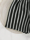 Sexy Black White Patchwork Bikini Set 2026 Women Striped High Waist Shorts 3 Piece Swimsuit Summer Push Up Bathing Suit Swimwear