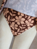 Vintage Coffee Floral Print Two Piece Swimsuit 2026 Women V Neck Slim Dress High Waist Short Swimsuit Beach Bathing Suit Bikini