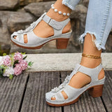 Plus Size 43 Thick Heel Rome Sandals Women Closed Toe Ankle Strap Summer Sandles Woman Flowers Platform High Heeled Sandals