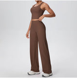 2PCS Yoga Set Women Tracksuit Nude Feeling Workout Sets Gym Clothes Push Up Fitness Running Sportswear Sport Straight tank suit