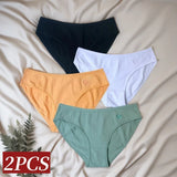 2Pcs/Set Cotton Panties For Women Briefs Low Rise Seamless Underwear Female Underpants Comfort Sexy Lingerie M-XL