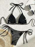 Sparkling Star Sequins Halter Bikini Women Swimsuit Female Swimwear Two Pieces Bikini Set Brazilian Bathing Suit Swim Beachwear