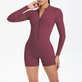 Women's Yoga Jumpsuits Sports Fitness Backless Half Zipper Peach Hip-Lifting Naked Feel Gym Running Workout One-Piece Bodysuits