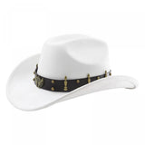 Summer Women Men Felt Cowgirl Hat with Belt Stylish Western Hat Casual Jazz Caps for Outdoor Party Club