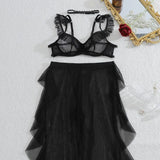 Toucheart Erotic Lingerie Versatile Hot Girls See-through Mesh Hollow Bodyshaping Pure Desire Sexy Delicate Underwear Split Kit