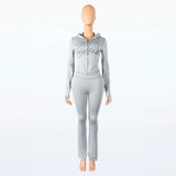 2026 New Women Ins Fashion Solid Color Sexy Straight Shoulder Contrast Stitch Long Sleeve 2 Piece Outfit