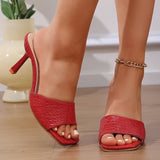 Snake Pattern Silver High Heeled Sandals Women Plus Size 42 Square Toe Pu Leather Sandles Woman Fashion Stiletto Heel Sandalias