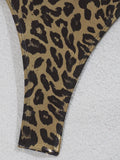 Golden Leopard Halter Underwired One Piece Swimsuit Women Swimwear Female Backless Monokini High Cut Bathing Suit Swim Bodysuit
