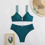 2025 U-wire Bikini Women Sexy Strappy Swimwear Female Solid Swimsuit Bathers Bathing Swimming Swim Suit Beachwear