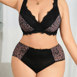 Plus Size Sexy Lace Lingerie Set, Seamless Push-up Bra with Side Support for Full Bust Support