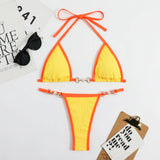 New Micro Bikini Set for Woman Chain Link Swimsuit Sexy Backless Neck Lace-up Bathing Suit Beachwear Female Push Up Swimwear