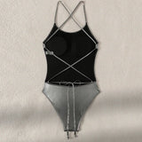 sexy glitter metallic silver backless swimsuit one piece bikini bandage swimwear bodysuits women biquini bathing suits tankini