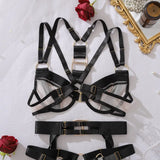 Toucheart Erotic Lingerie Stylish Metal Buckledecoration Personalized Bundled Steelring Push-up See-through Split Underwear Set